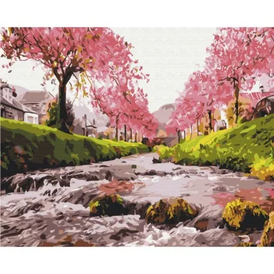 Brushme Malowanie po numerach - Rzeka przy sakurze 40x50cm