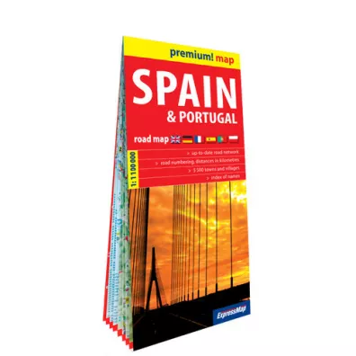 Premium! map Spain and Portugal Road Map