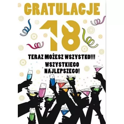 Stamp Karnet Party naklejany B6 + koperta Urodziny 18