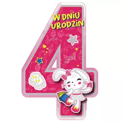 Armin Style Karnet GM wycinany 4 Urodziny dziewczynka GM-956