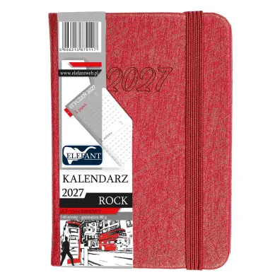 Kalendarz 2027 Rock A7 tygodniowy czerwony