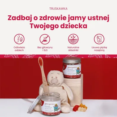 Georganics Organiczna pasta do z�b�w dla dzieci z fluorem w s�oiku, Strawberry 60 ml