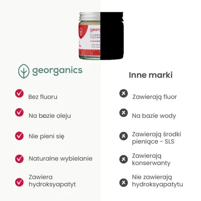 Georganics Organiczna pasta do z�b�w dla dzieci z fluorem w s�oiku, Strawberry 60 ml