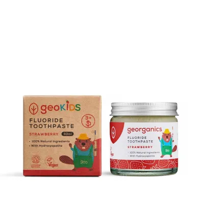 Georganics Organiczna pasta do z�b�w dla dzieci z fluorem w s�oiku, Strawberry 60 ml