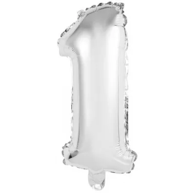 Amscan Balon foliowy mini cyfra 1 srebrna 19,5x40cm