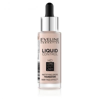 Eveline Cosmetics Liquid Control HD Long Lasting Formula 24H podkad do twarzy z dropperem 005 Ivory 32 ml