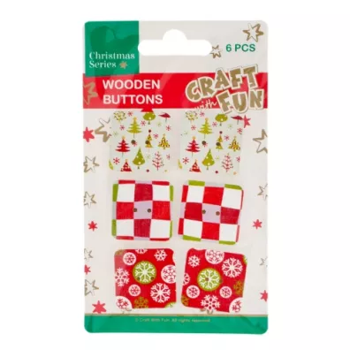 Craft with Fun Ozdoba drewniany Guzik kwadrat 6 szt.