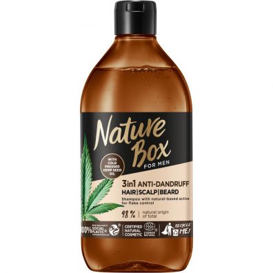 Nature Box For Men Hemp Oil 3in1 przeciwupieowy szampon z formu 3w1 do wosw skry gowy i brody 385 ml