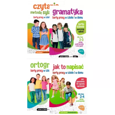 Pakiet Karty pracy w szkole i w domu: Czytanie metod� sylabow�, Jak to napisa�, Ortografia, Gramatyka - Alicja Karczmarska-Strzebo�ska