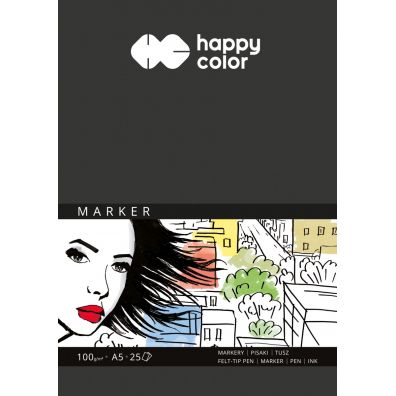 Happy Color Blok do markerw ART, biay, A5, 100g, 25 arkuszy 100 g 25 kartek