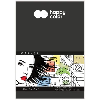 Happy Color Blok do markerw ART, biay, A5, 100g, 25 arkuszy 100 g 25 kartek