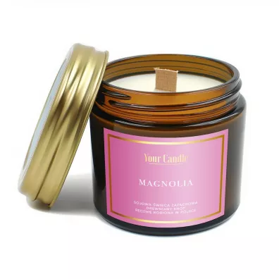Your Candle wieca sojowa zapachowa z drewnianym knotem magnolia 120 ml