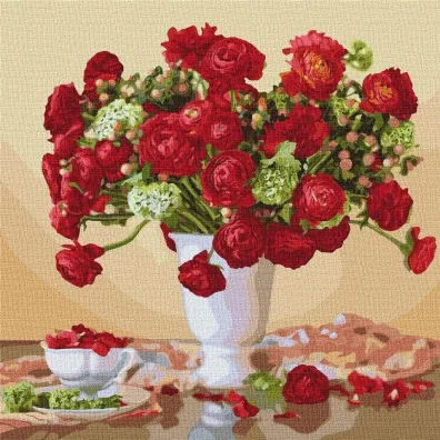 Ideyka Malowanie po numerach - Karmazynowy bukiet 50x50cm