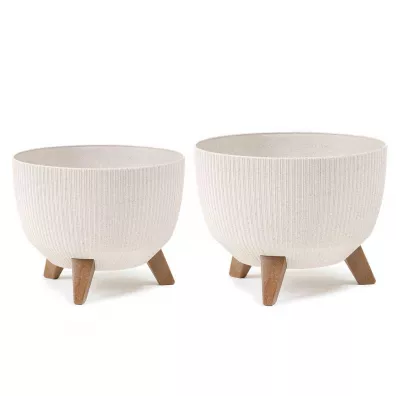 HowHomely Zestaw doniczek Rosa linea Wood