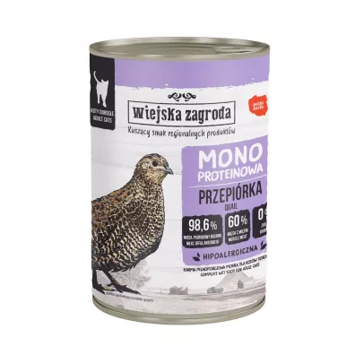 Wiejska Zagroda Karma mokra dla kota Monobiakowa Przepirka (dorosy) 400 g