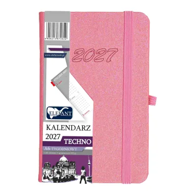 Kalendarz 2027 Techno A6 tygodniowy r�owy