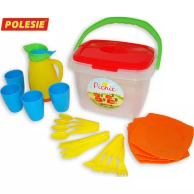 Wader-Polesie 40763 Zestaw piknikowy w wiaderku- dzbanek sztuce kubek talerzyk