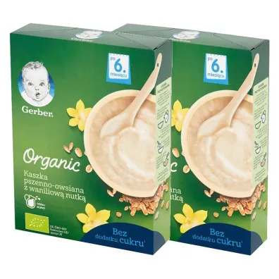 Gerber Organic Kaszka pszenno owsiana z waniliow� nutk� dla niemowl�t po 6 miesi�cu Zestaw 2 x 240 g Bio