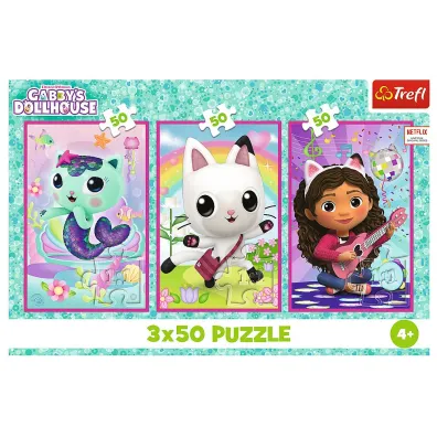 Puzzle 3x50 el. Poznajcie Gabby i kotki Trefl