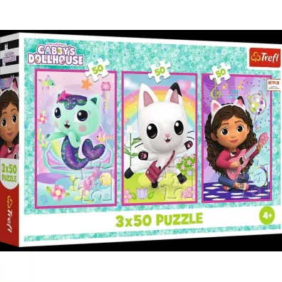 Puzzle 3x50 Poznajcie Gabby i kotki TREFL