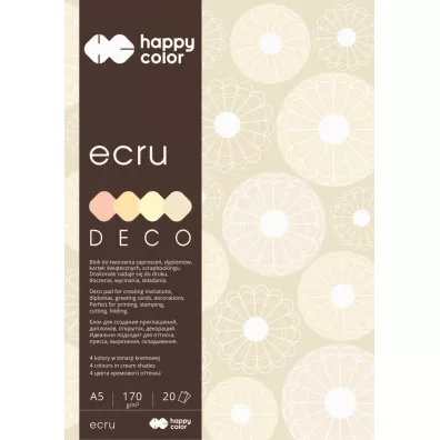 Happy Color Blok Deco Ecru, 4 kolory, A5, 170g, 20 arkuszy 170 g 20 kartek
