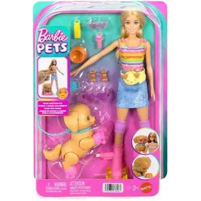 Barbie na rolkami i pieskiem Mattel