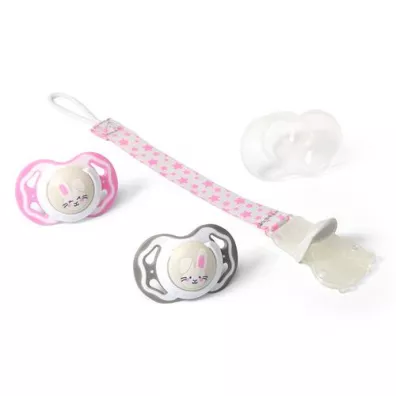 Babyono Smoczek symetryczny silikonowy 3-6m - r�owy 2 szt.