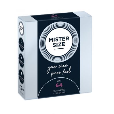 Mister Size Condoms prezerwatywy dopasowane do rozmiaru 64mm 3 szt.