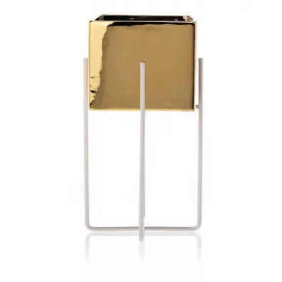 HowHomely Doniczka Mizu Gold White 23 cm
