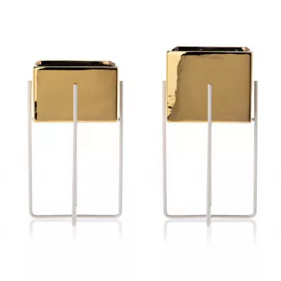 HowHomely Doniczka Mizu Gold White 23 cm
