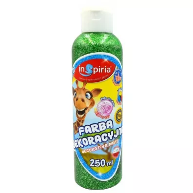 InSpiria Farba dekoracyjna brokatowa zielona 250 ml