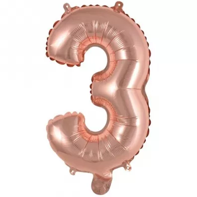 Amscan Balon foliowy mini cyfra 3 r�owe z�oto 25x40cm