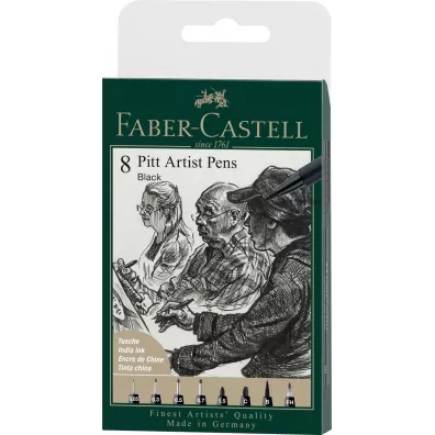 Faber-Castell Pitt artist pen black ko�c�wki xxs, s, f, m, b, c, 1.5, fh etui 8 szt.