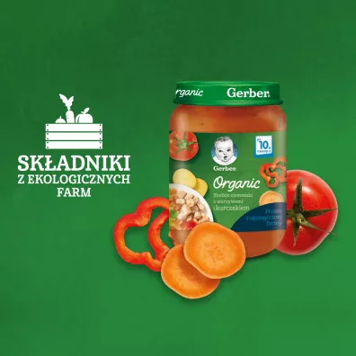 Gerber Organic Obiadek sodkie ziemniaki z warzywami i kurczakiem dla niemowlt po 10 miesicu 190 g Bio