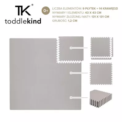 Toddlekind Mata do zabawy piankowa podogowa Classic Playmat Stone
