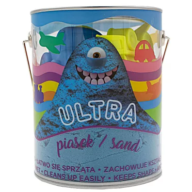 Ultra Piasek - puszka 900g niebieski + 4 du�e foremki Pojazdy + 2 narz�dzia Epee
