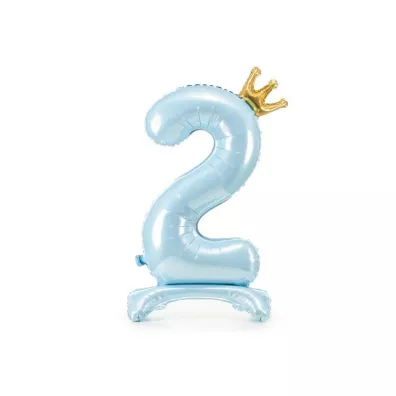 PartyDeco Stoj�cy balon foliowy 2 b��kitny 84cm