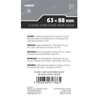 Rebel Koszulki na karty Classic Card Game Inner Sleeve 63.5 x 8.8 mm 100 szt.