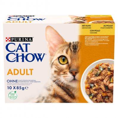 Purina Cat Chow Adult Karma dla kotw z kurczakiem i cukini w galaretce 10 x 85 g