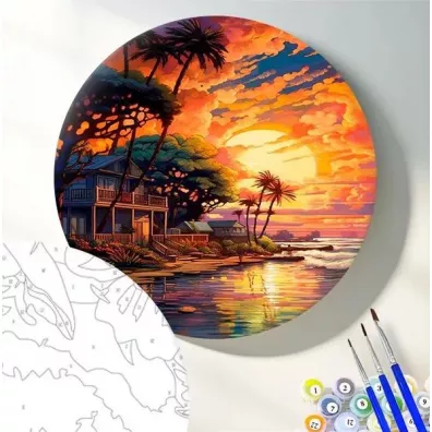 Twoje Hobby Malowanie po numerach okr�g�e - Dom nad oceanem 40cm