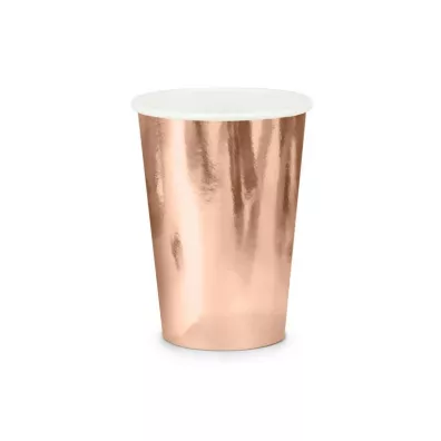PartyDeco Kubeczki r�owe z�oto 220ml 6 szt.