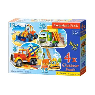 Puzzle maxi 4w1 - Pojazdy budowlane (8+12+15+20 el.) Castorland