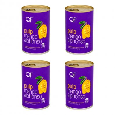 Quality Food Pulpa z mango Alphonso 99,9% mango Zestaw 4 x 450 g