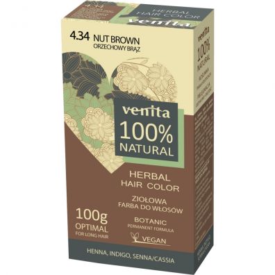 Venita Herbal Hair Color ziołowa farba do włosów 4.34 Orzechowy Brąz 100 g