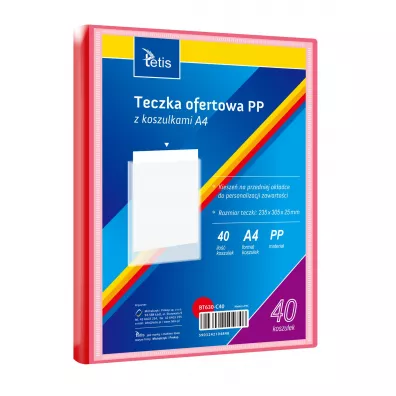 Tetis Teczka ofertowa PP 40 koszulek. A4 czerwona