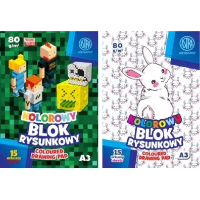 Astra Blok rysunkowy kolorowy A3 barwiony w masie 15 kartek