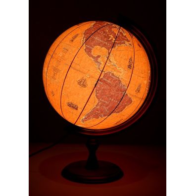 Globus aglowce podwietlany drewniana stopka 32 cm