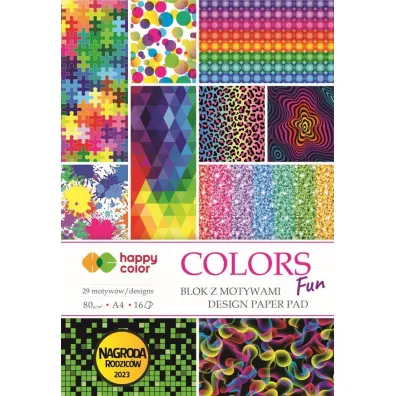Blok z motywami COLORS FUN, 80g/m2, A4, 16 ark, 29 motyw, Happy Color