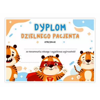 LearnHow Dyplom A5 dzielnego pacjenta - Tygrys