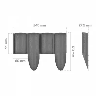 Cellfast Palisada ogrodowa 4 Eco grafitowa 9,5 cm x 2,4 m